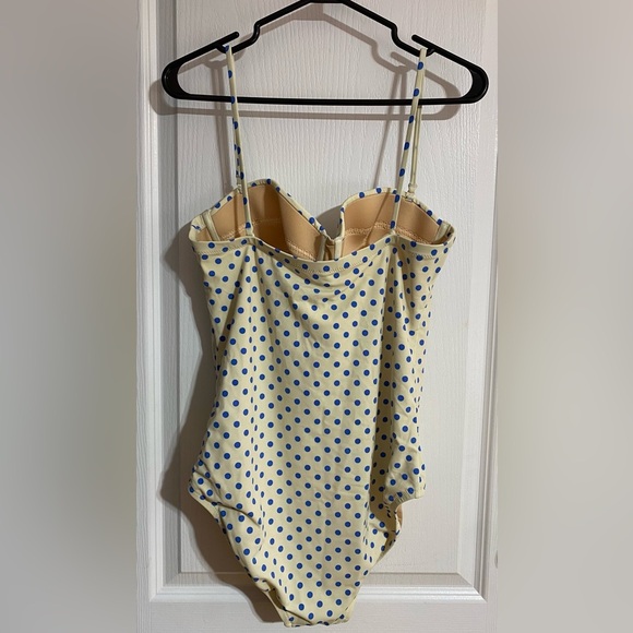 NWT J Crew Underwire Polka Dot Cream & Blue One Piece Bathing Suit Size 12 - Picture 5 of 13